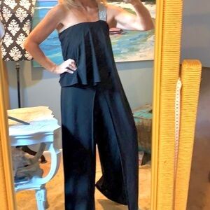 🔥R&M Richards, One-Shoulder Beaded Cocktail Jumpsuit, So Elegant,Size 10
